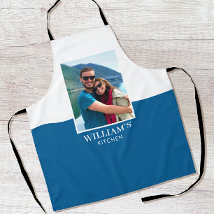 Modern Custom Photo Navy Kitchen Blue Apron