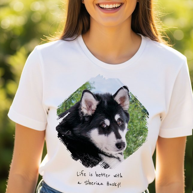 Modern Custom Photo Paint Brushstroke Pet Dog T-Shirt (Creator Uploaded)