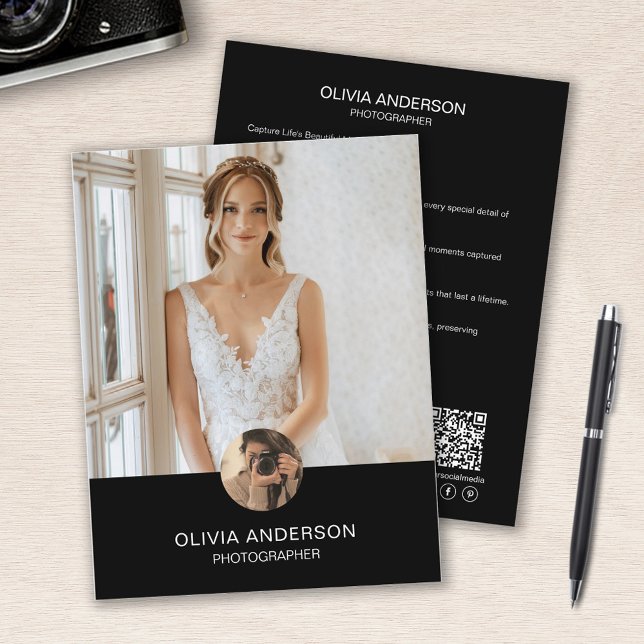 Modern Custom Photo QR Black Photographer Business Flyer (Modern Custom Photo QR Black Photographer Business Flyer)