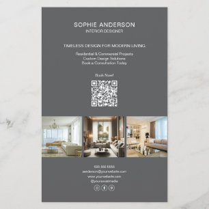 Modern Custom Photo QR Gray Professional Business Flyer