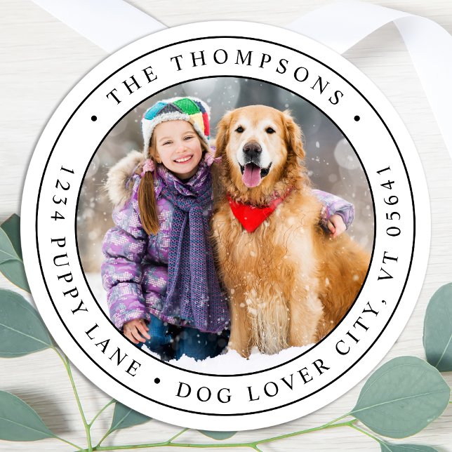 Modern Custom Photo Round Return Address Label (Creator Uploaded)