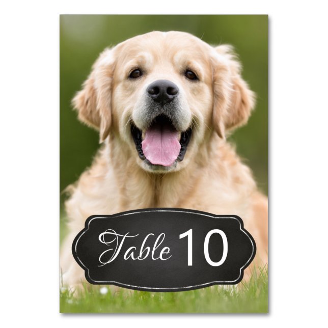 Modern Custom Photo Rustic Chalkboard Wedding  Table Number (Front)
