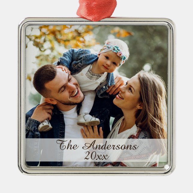 Modern Custom Photo Silver Metal Tree Decoration (Front)