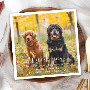 Modern Custom Photo Thank You Dog Pet Wedding Napkin