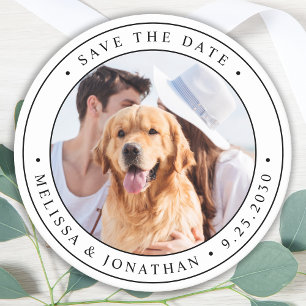 Modern Custom Photo Wedding Save The Date  Round Paper Coaster