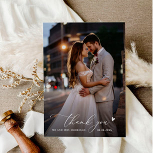 modern custom photo wedding thank you card