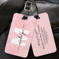 Modern Custom Pink Map Monogram Name
