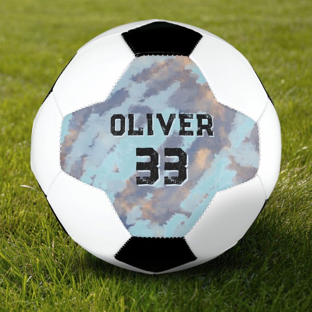 Modern Custom Player Name & Number Keepsake Soccer Ball (Creator Uploaded)