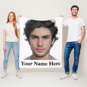 Modern Custom portrait photo name template Fleece Blanket