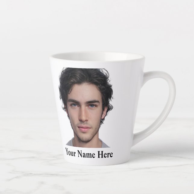 Modern Custom portrait photo name template Latte Mug (Right)