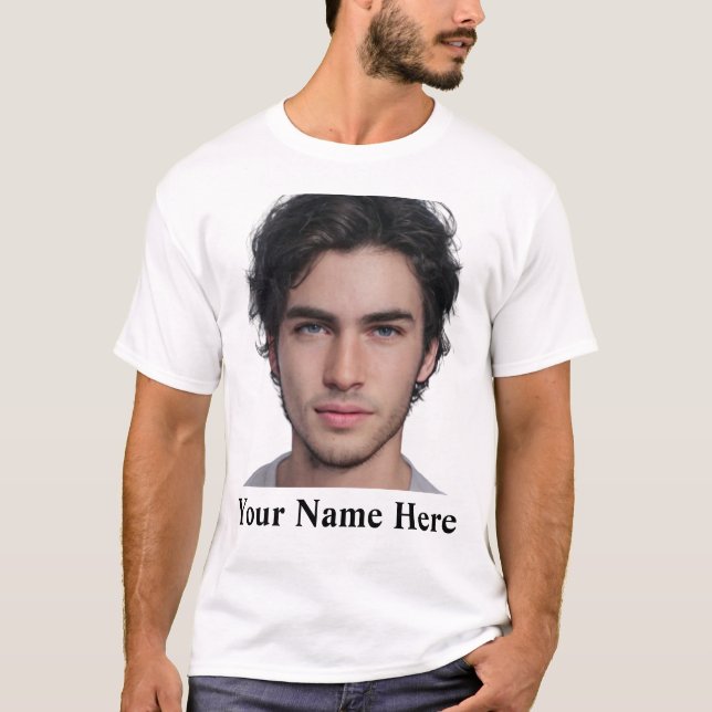 Modern Custom portrait photo name template T-Shirt (Front)