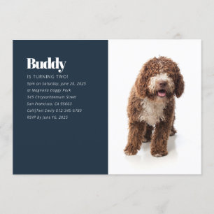Modern Custom Puppy Dog Photo Birthday Invitation