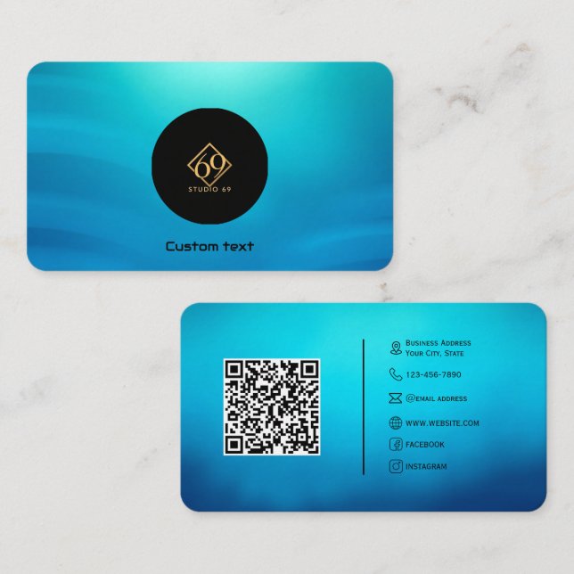 Modern Custom QR Code Business Card with Logo (Front/Back)