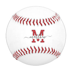 Modern Custom Red And Black Monogram Baseball
