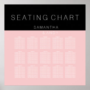 Modern custom rose pink colour block seating chart