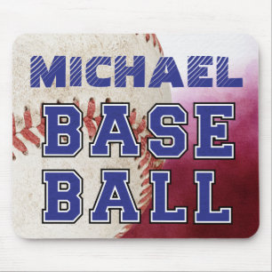 Modern custom rustic baseball player mouse pad