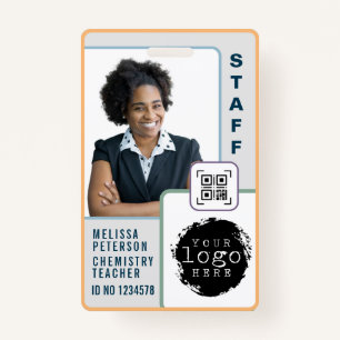Modern Custom School Teacher Photo Name Card ID Badge