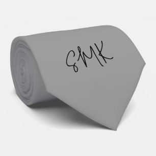 Modern Custom Script Name Silver Grey Necktie