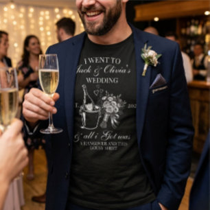 Modern Custom Simple Wedding Couple   White Text T-Shirt