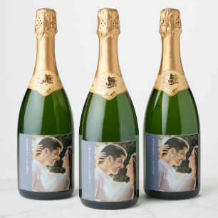 Modern Custom Sparkling Wine Wedding Photo Sparkling Wine Label