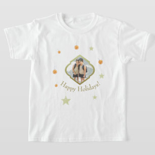 Modern Custom Stars And Orange Watercolor Photo T-Shirt