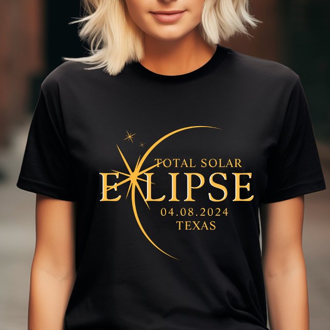 Modern Custom State Texas Total Solar Eclipse 2024 T-Shirt (Creator Uploaded)