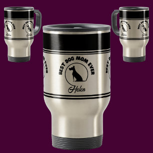 Modern Custom Stylish Name Monogram Dog Mum Travel Mug