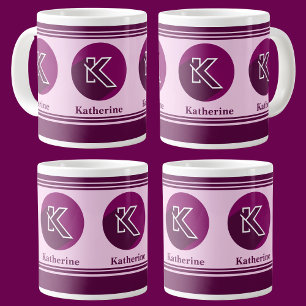 Modern Custom Stylish Name Monogram  Large Coffee Mug