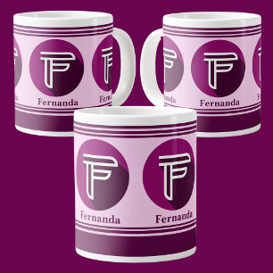 Modern Custom Stylish Name Monogram  Large Coffee Mug