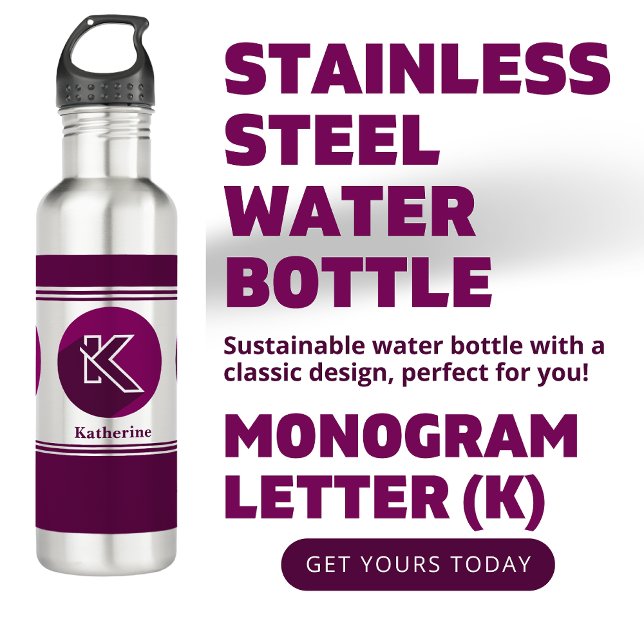 Modern Custom Stylish Name Monogram Letter (K) 710 Ml Water Bottle (Creator Uploaded)