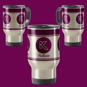 Modern Custom Stylish Name Monogram Letter (K) Travel Mug