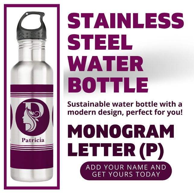 Modern Custom Stylish Name Monogram Letter ( P ) 710 Ml Water Bottle (Creator Uploaded)