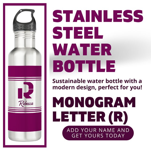 Modern Custom Stylish Name Monogram Letter (R) 710 Ml Water Bottle (Creator Uploaded)