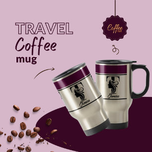 Modern Custom Stylish Name Monogram Letter (T) Travel Mug