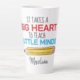 Modern Custom Teachers Name With Quote Colorful Latte Mug