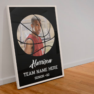 Modern Custom Team Photo Senior Class Basketball Poster