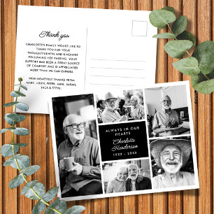 Modern Custom Text 5-Photo Funeral Thank You Postcard