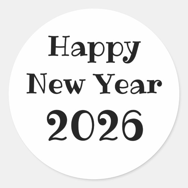 Modern Custom Text Happy New Years Classic Round Sticker (Front)
