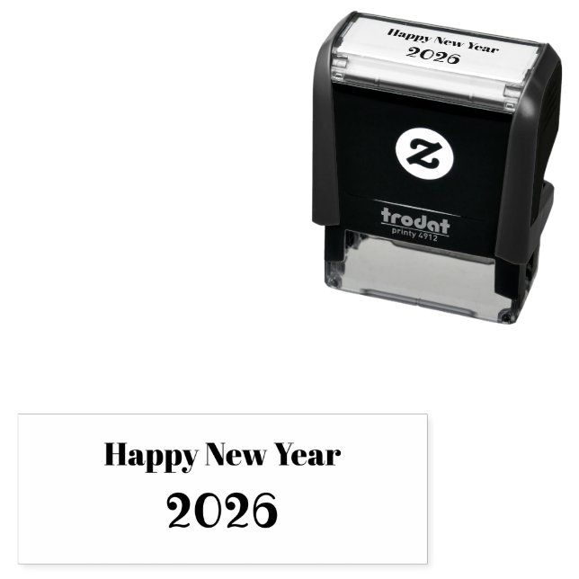 Modern Custom Text Happy New Years Self-inking Stamp (In Situ)