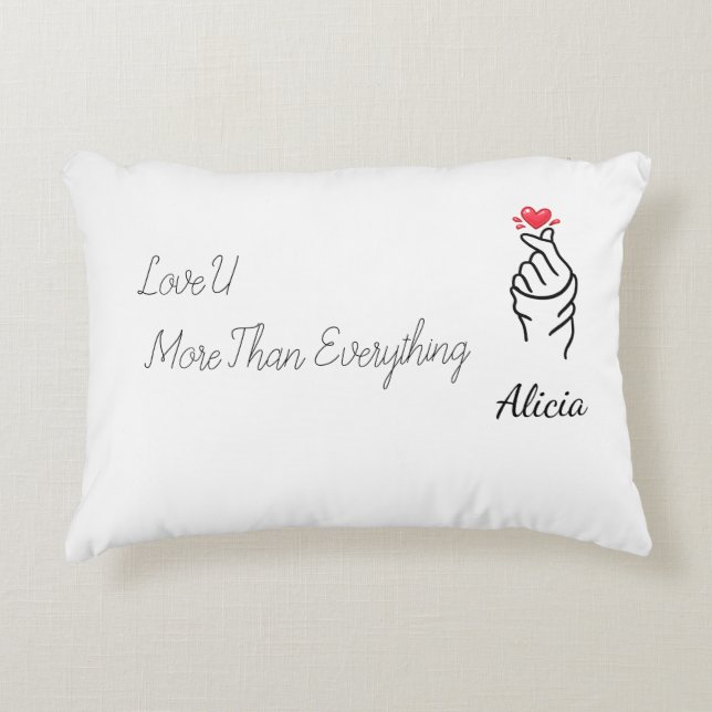 Modern Custom Text Personalised Accent Pillow  (Front)