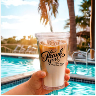 Modern Custom Thank you Text Black & White Classic Acrylic Tumbler