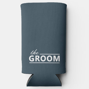 Modern Custom The Groom Dusky Green White Text Seltzer Can Cooler