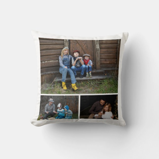  Modern Custom Three Family Photo Collage   Cushion (Front)
