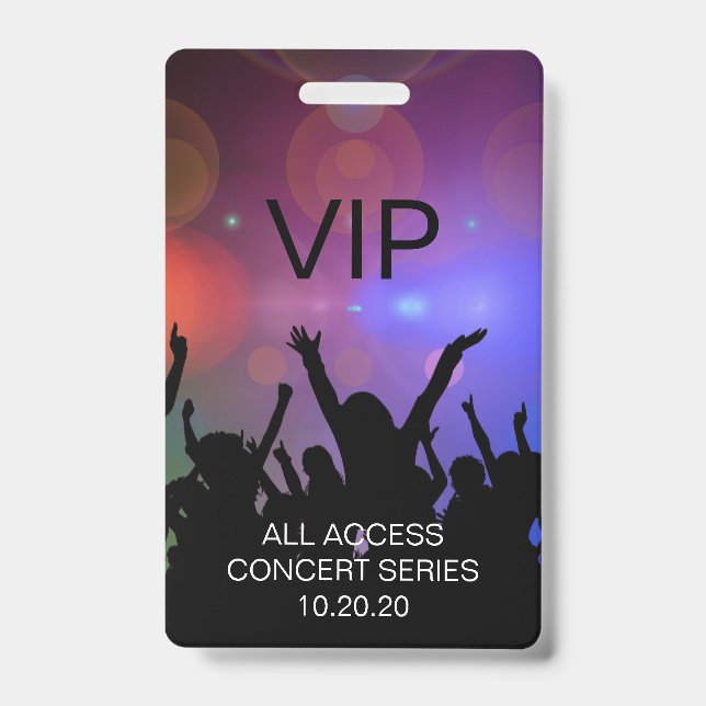 Modern Custom VIP All Access Concert Pass ID Badge (Front)