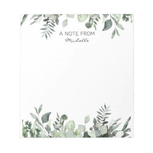 Modern Custom Watercolor Eucalyptus Greenery       Notepad
