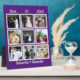 Modern Custom Wedding Anniversary 9 Photo Collage Plaque