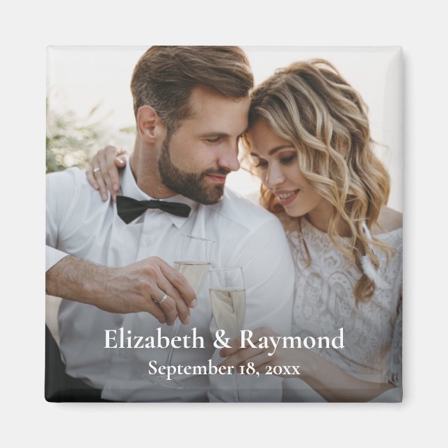 Modern Custom Wedding Photo Magnet (Front)