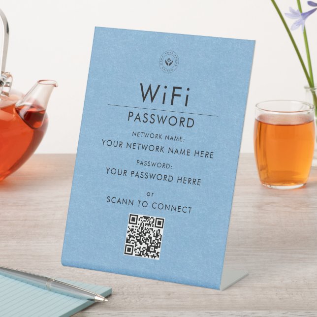 Modern Custom Wi-Fi QR Code Sign with Business Log (In SItu)