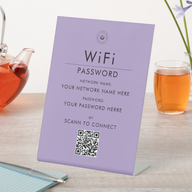 Modern Custom Wi-Fi QR Code Sign with Business Log (In SItu)