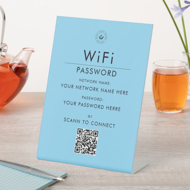 Modern Custom Wi-Fi QR Code Sign with Business Log (In SItu)